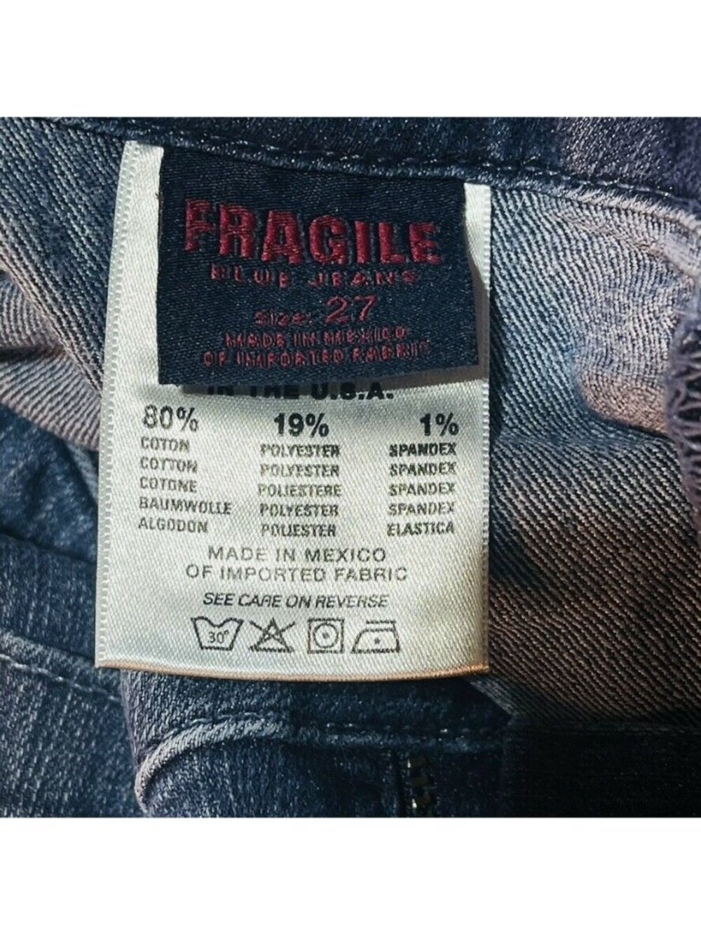 Fragile Blue Jeans Womens Wide Leg Denim Pants Size 27/4 - Picture 7 of 9